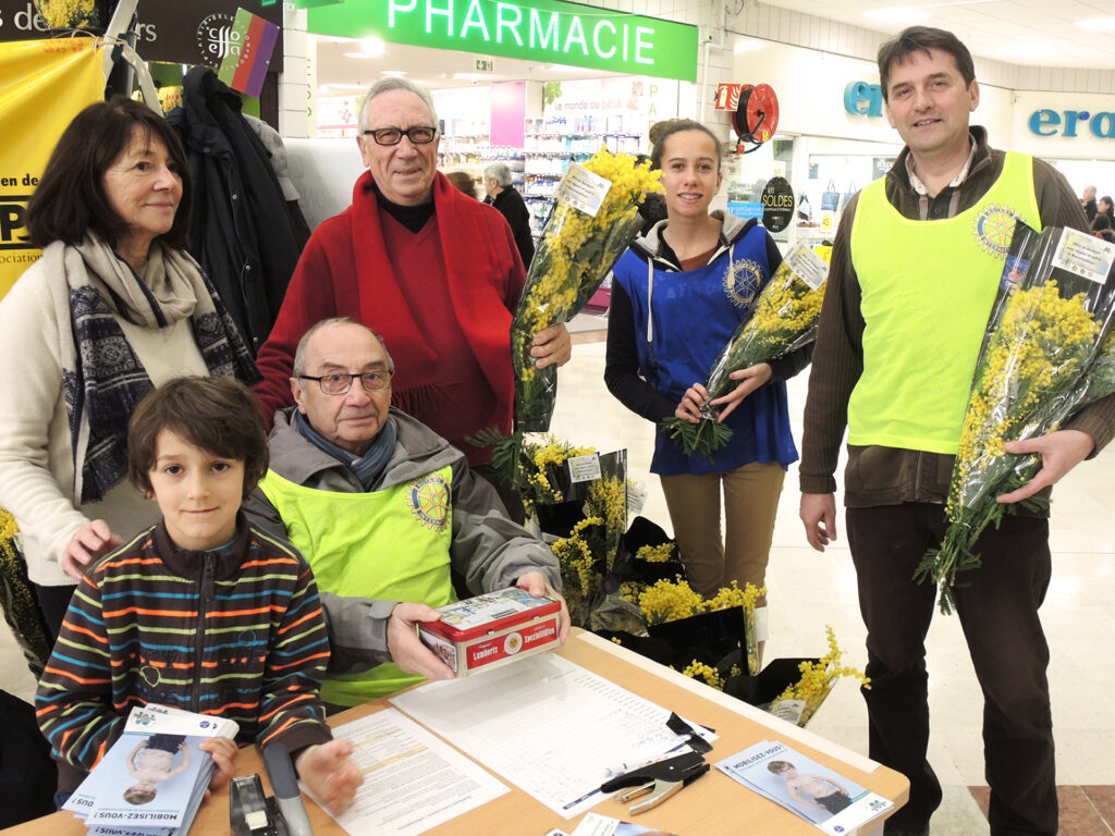 Vente de mimosas pour vaincre la mucoviscidose avec le Rotary club Tours Ronsard